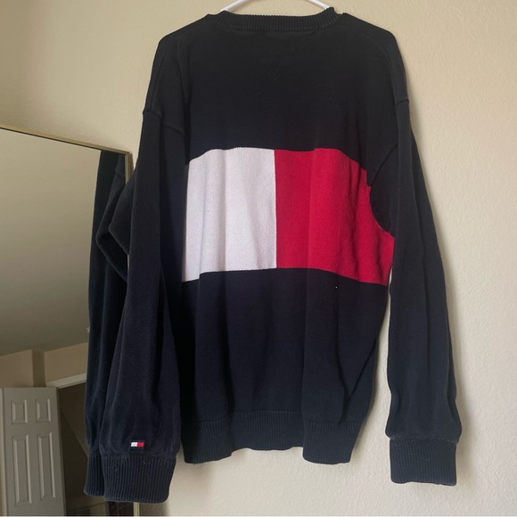 Tommy Hilfiger Golf Mens XL Pullover Sweater Blue Red White Heavy Knit - Picture 2 of 4